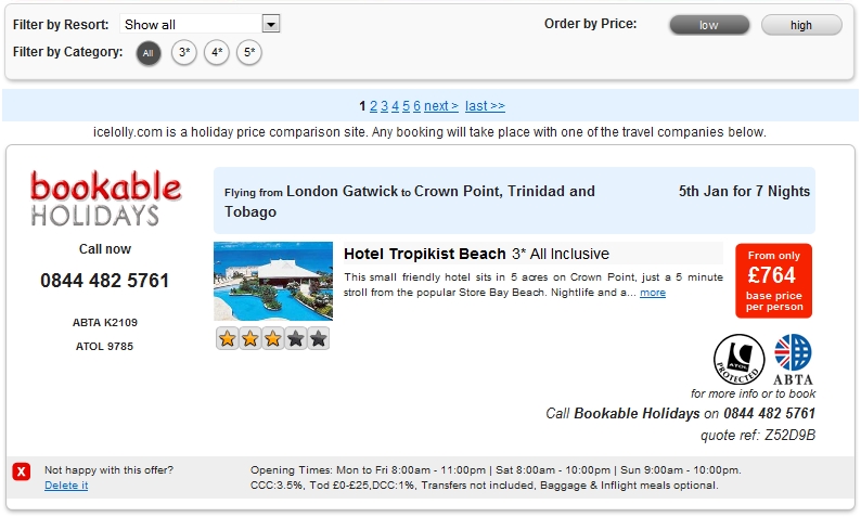 icelolly.com sample search result