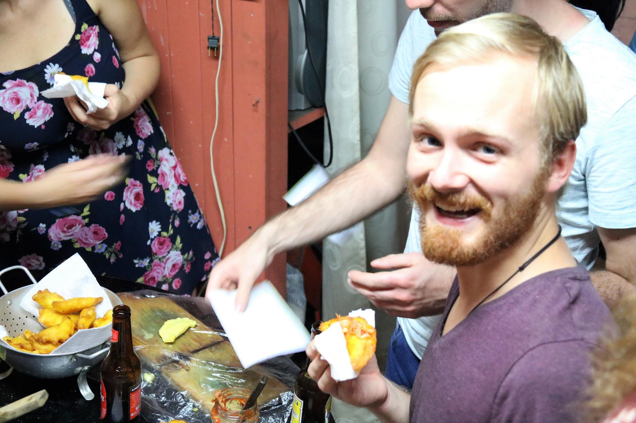 Learning to make empanadas at a Colombia Immersion event