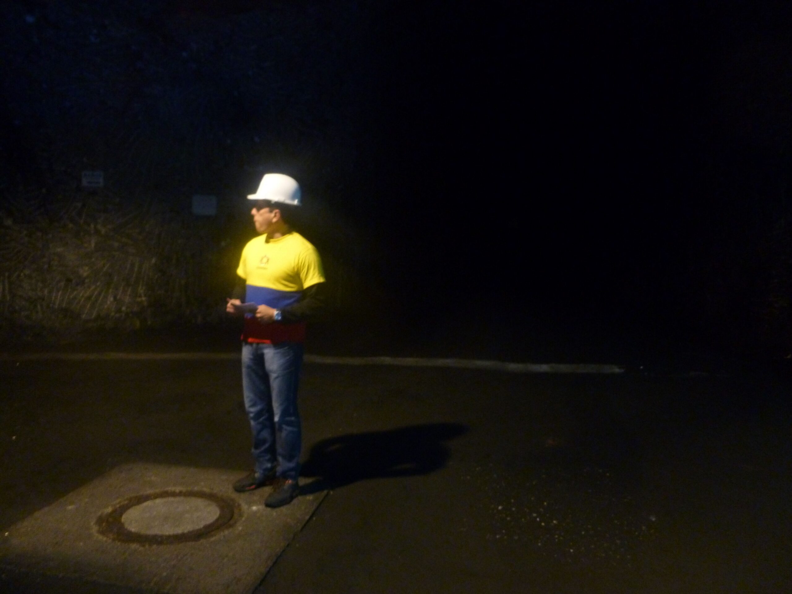 Zipaquirá One of the workers at the Catedral de Sal, sending people toward the light show at the end of the tour.
