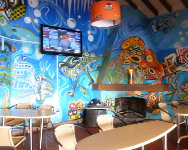 Mahalo Action Sports Cafe This is one of the more colorful rooms at Mahalo Action Sports Cafe.