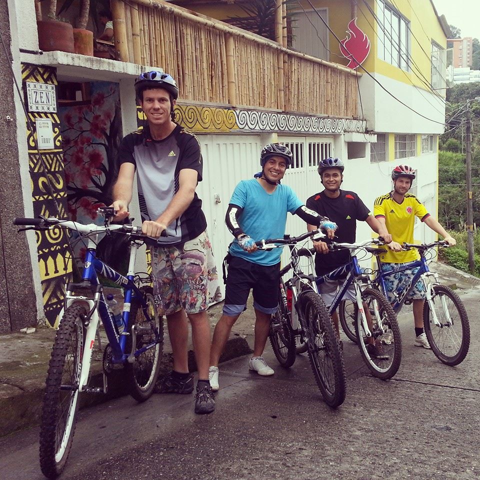 Bike tour Several travelers join Daniel (far right) on a bike tour of the city.
