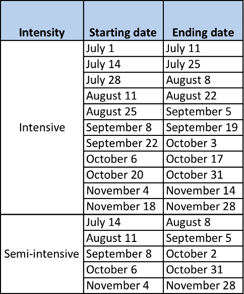 EAFIT’s 2014 Spanish class schedule EAFIT’s 2014 Spanish class schedule