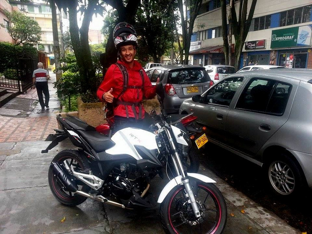 Sebastian Sebastian with his new motorcycle.