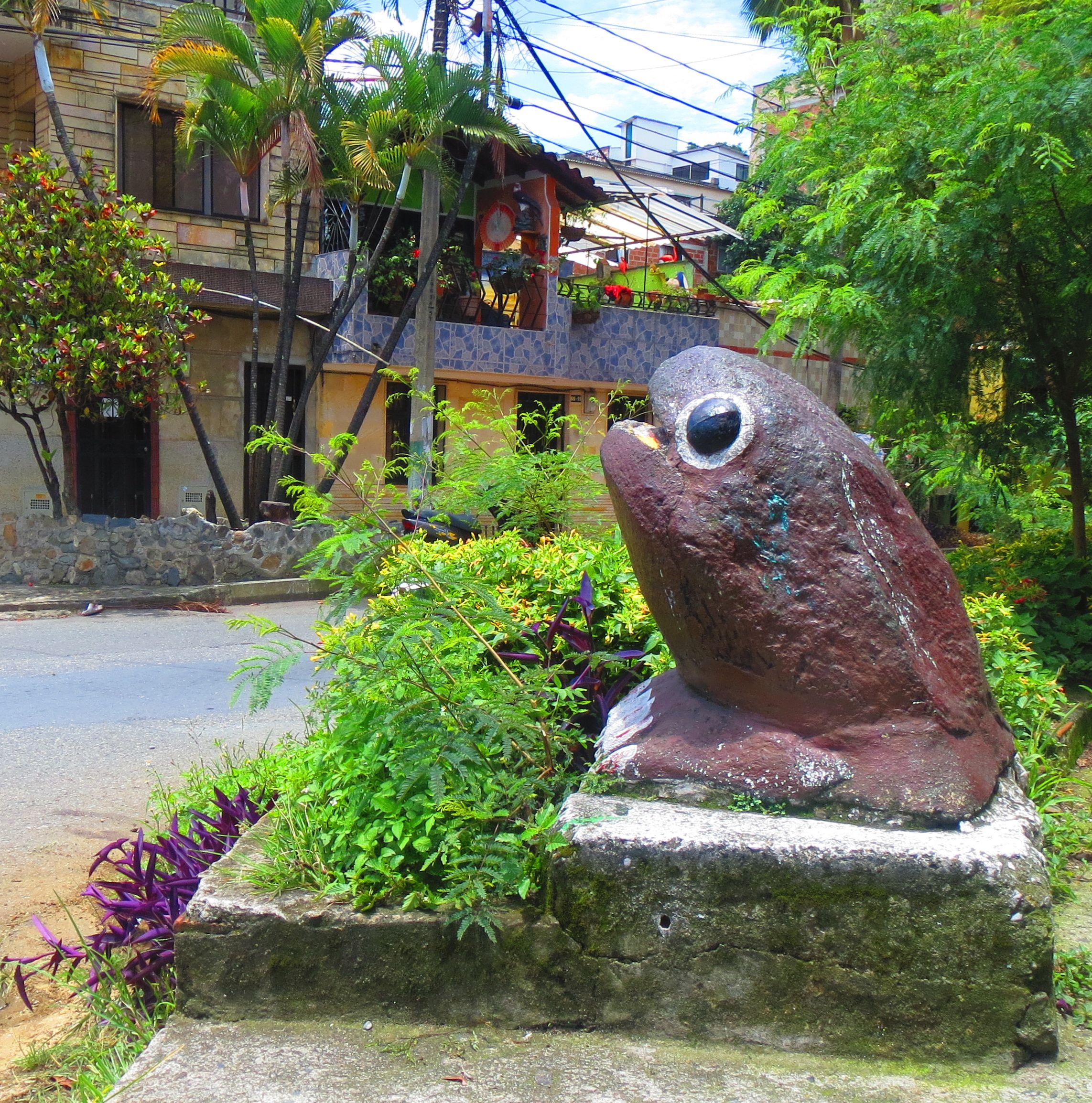 The big frog sculpture was interesting. I've never seen another just like it in the city. 