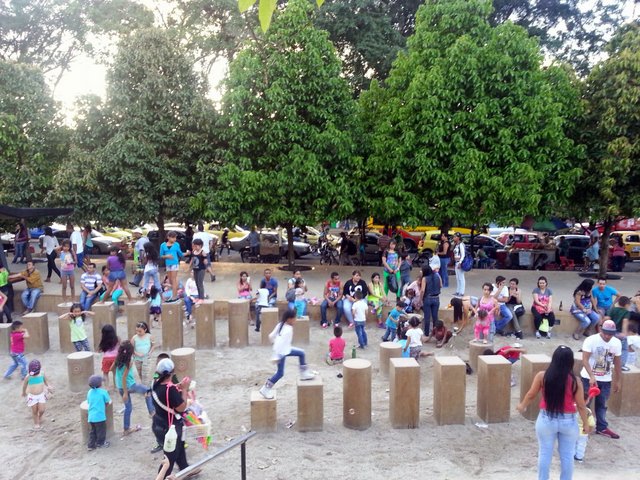 The kids love playing in the fountains and sandbox areas.