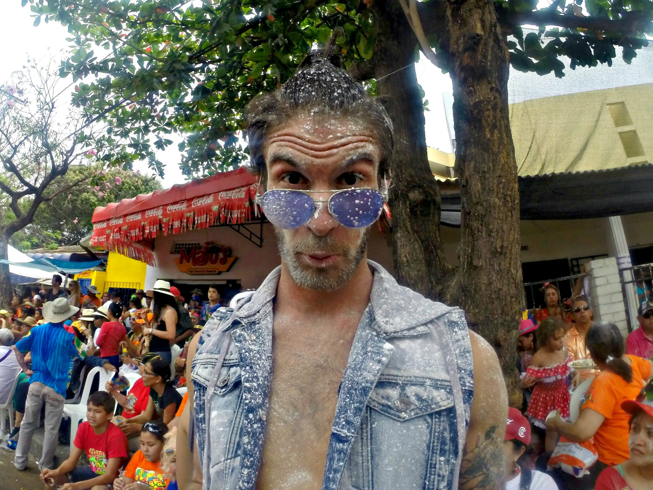 Covered in corn flour Covered in corn flour at Carnival