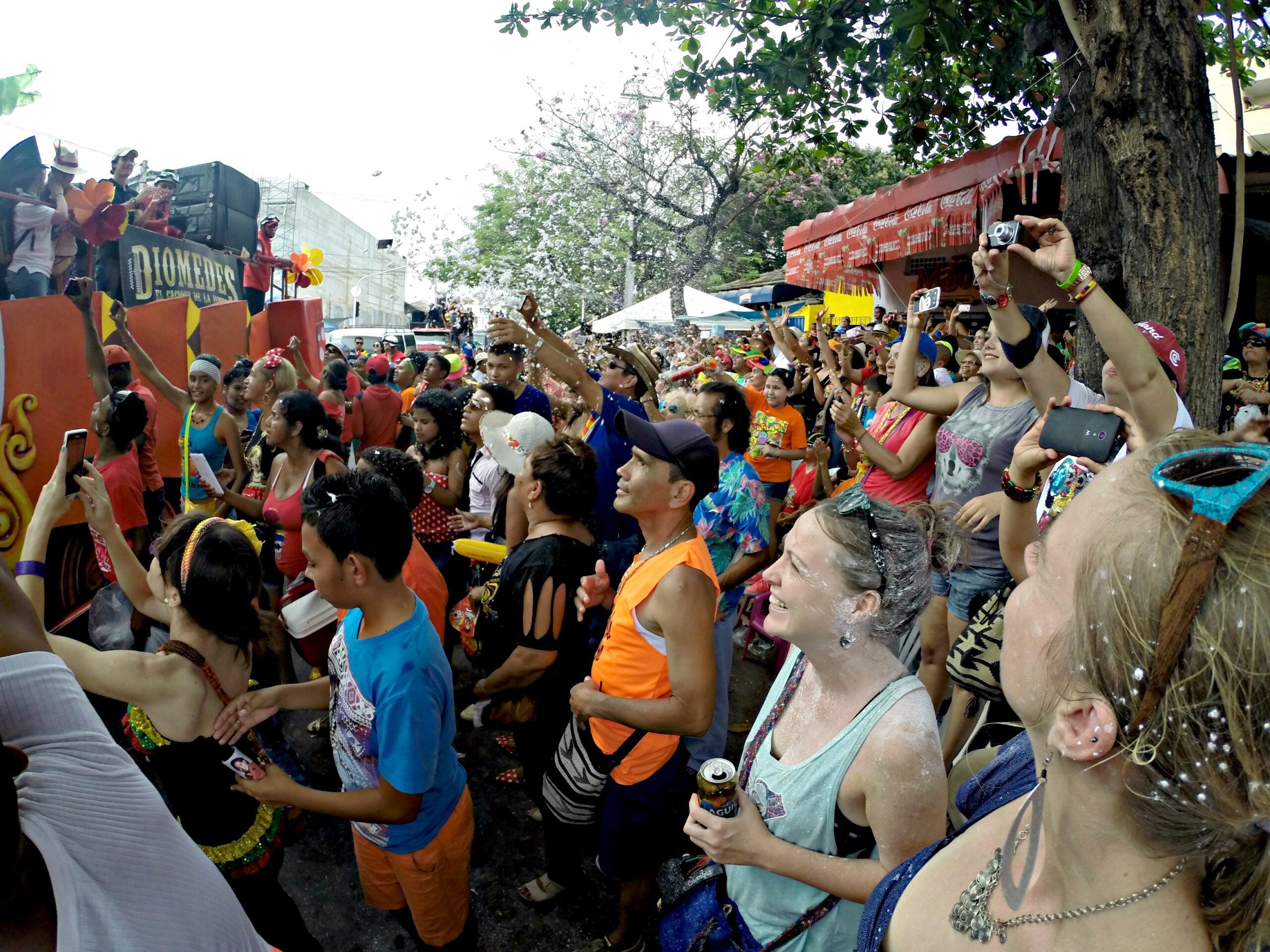 Foam Foam flying at Carnaval de Barranquilla