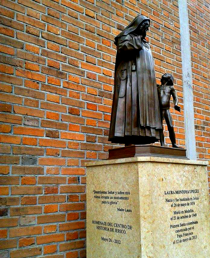 Madre Laura Monument in Jericó Statue of Saint Laura outside the church.