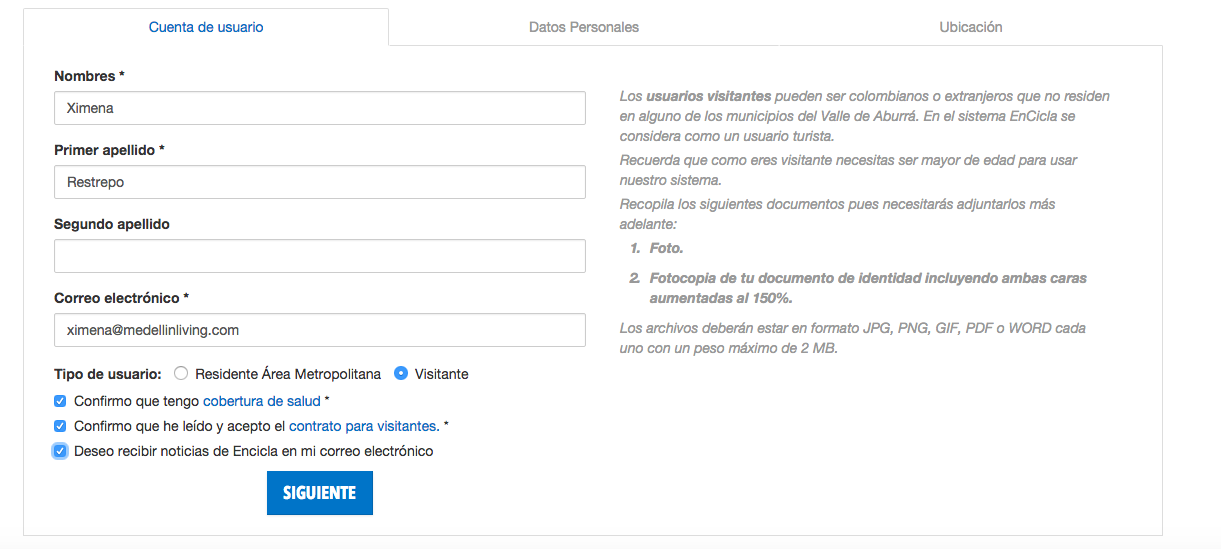 The Encicla Sign up Process
