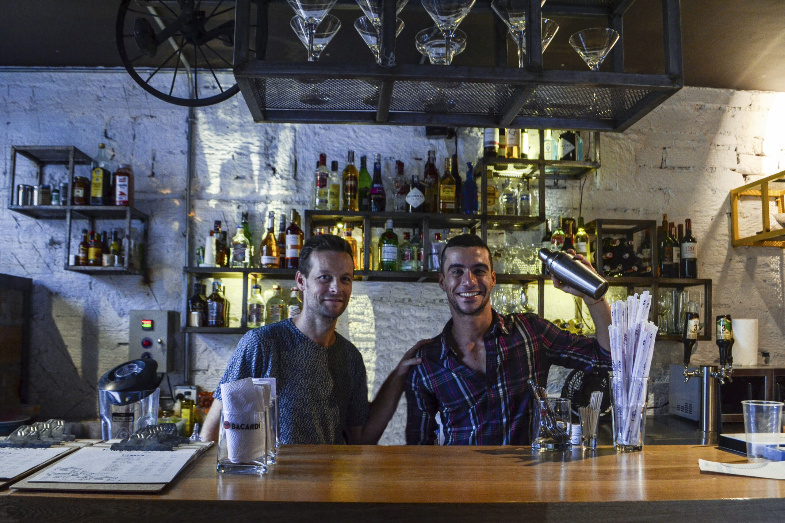 Craig (left) and one of the bartenders at Barrio Central (photo by Megan Davis)