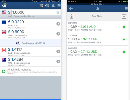 XE Currency App, courtesy of xe.com