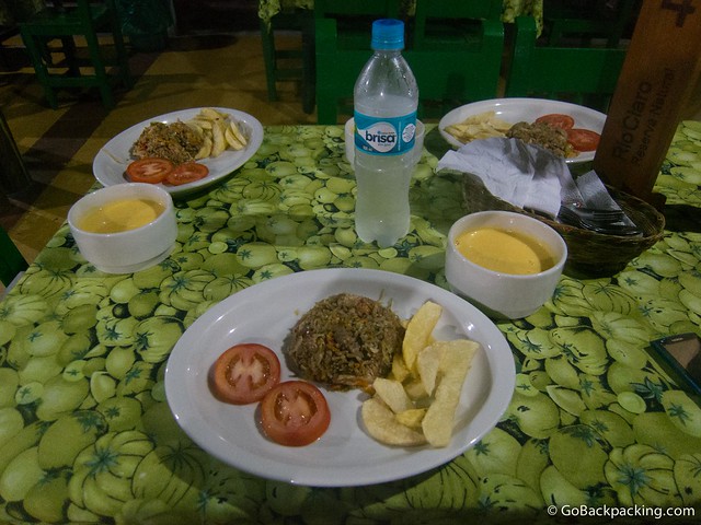 Dinner The dinner was the same for everyone, mixed rice with fries, and squash soup