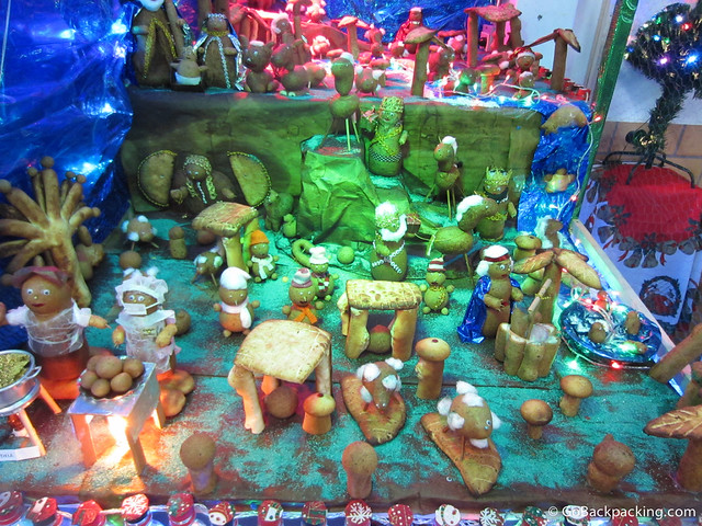Nativity scene A nativity scene constructed of buñuelos