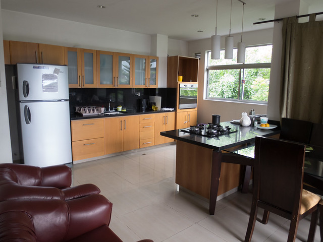 The kitchen in the top floor apartment
