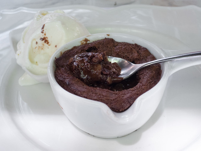 Milky way volcano cake Milky Way volcano cake with vanilla ice cream