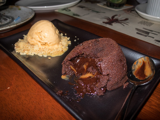 Chocolate fondant with caramel ice cream Chocolate fondant with caramel ice cream