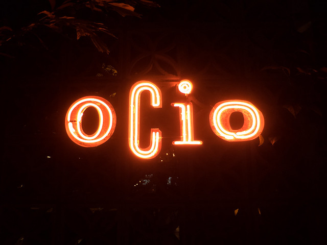 Ocio The red neon sign outside Ocio