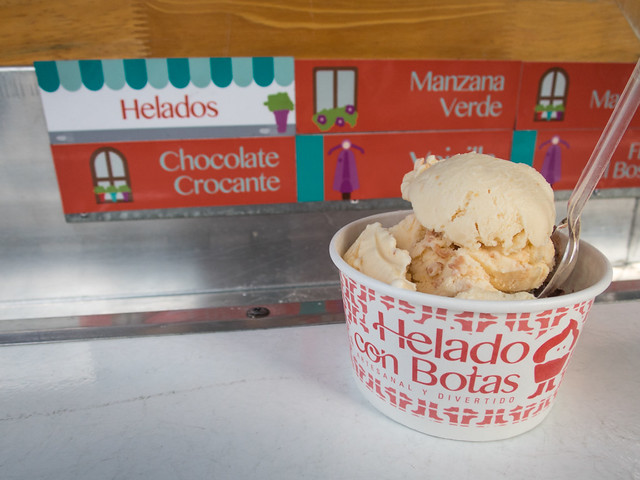 Ice cream Scoops of salted peanut and chocolate ice cream