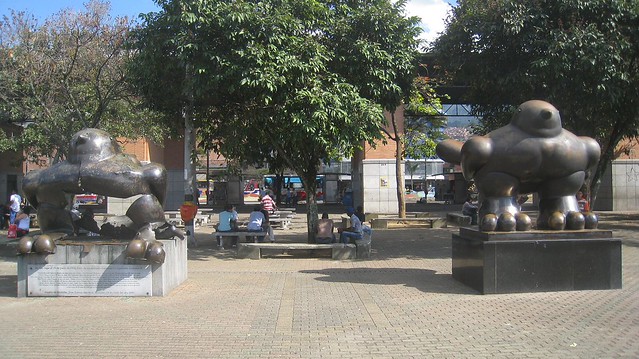 Botero sculptures The author visits these famous Botero sculptures downtown, the left one having been blown apart by a bomb