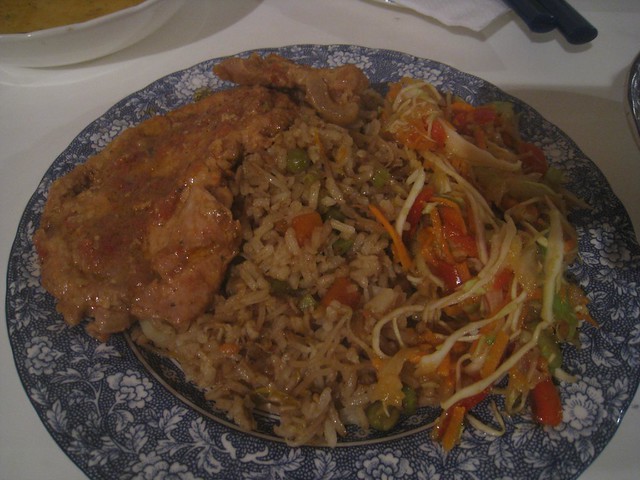 Pork cutlets with mixed rice and salad Pork cutlets with mixed rice and salad