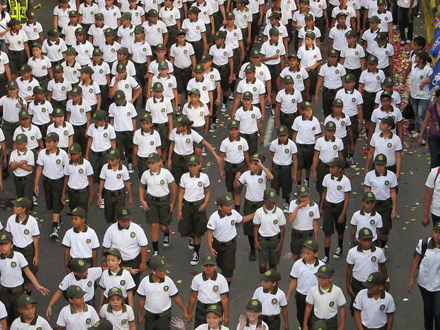 A large contingent of what appeared to be the Colombian vesion of the Boy Scouts. A large contingent of what appeared to be the Colombian vesion of the Boy Scouts.
