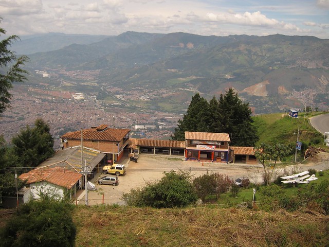 The small collection of paragliding shops perched below the takeoff and landing area. The small collection of paragliding shops perched below the takeoff and landing area.