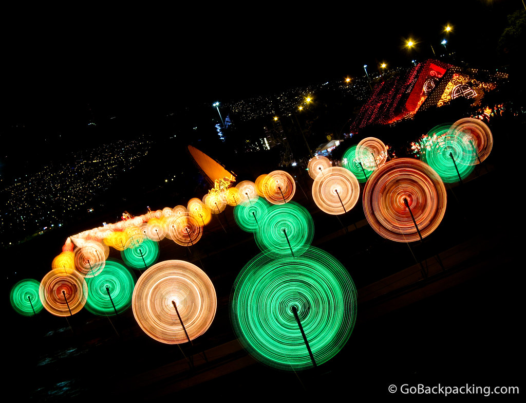 The spinning lights along Rio Medellin. The spinning lights along Rio Medellin.