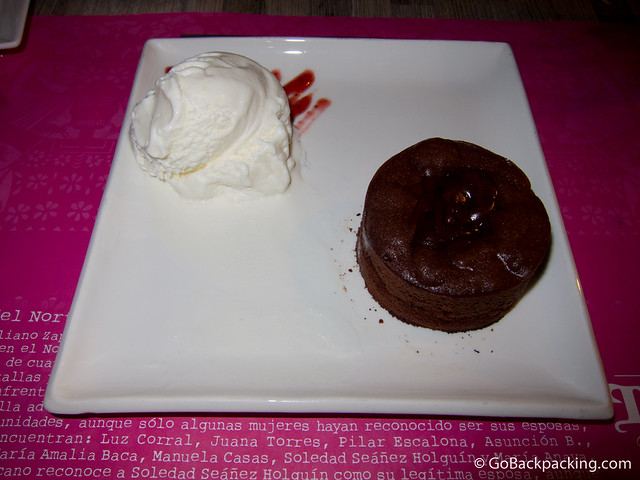 Chocolate volcano cake with vanilla ice cream Chocolate volcano cake with vanilla ice cream