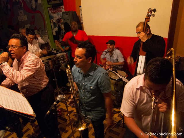 The band The small dance floor is located directly in front of the band