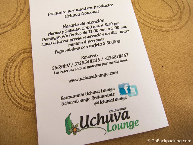 Uchuva Lounge information Uchuva Lounge information