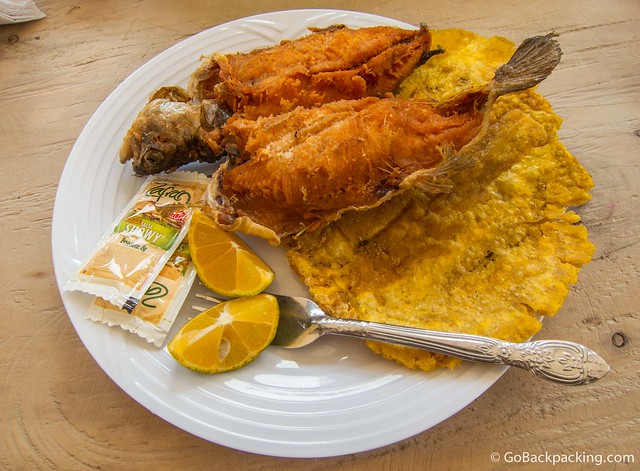 Fried trucha (trout) Fresh fried trucha and plantain