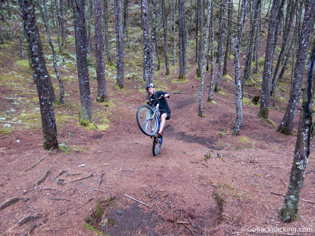 Juan Pablo pops a wheelie in the forest Juan Pablo pops a wheelie in the forest