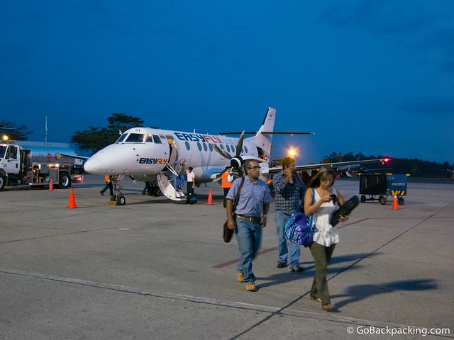 Desembarcando en el aeropuerto de Bucaramanga