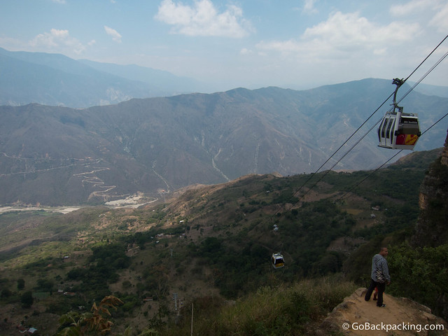 Chicacmocha Canyon View of Chicamocha Canyon from Mesa de los Santos. Parque Chicamocha is located along the ridge in the middle of the photo