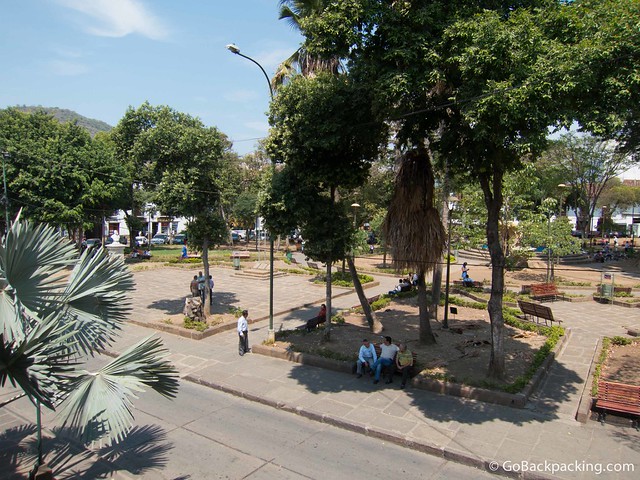 The main plaza View of the main plaza from Restaurant La Libertad