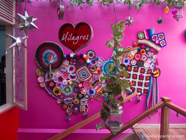 Decorations Decorations hang over the staircase to the second floor