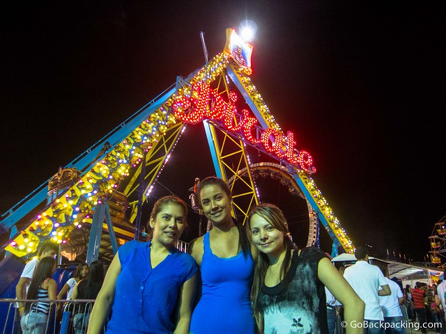 Pirate ship ride Andrea (left), and the two Viviana's in front of the Pirate ship ride