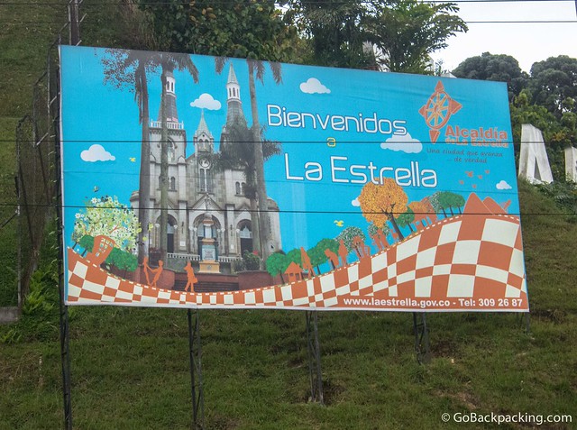 Welcome sign at the border between La Estrella and Itagui