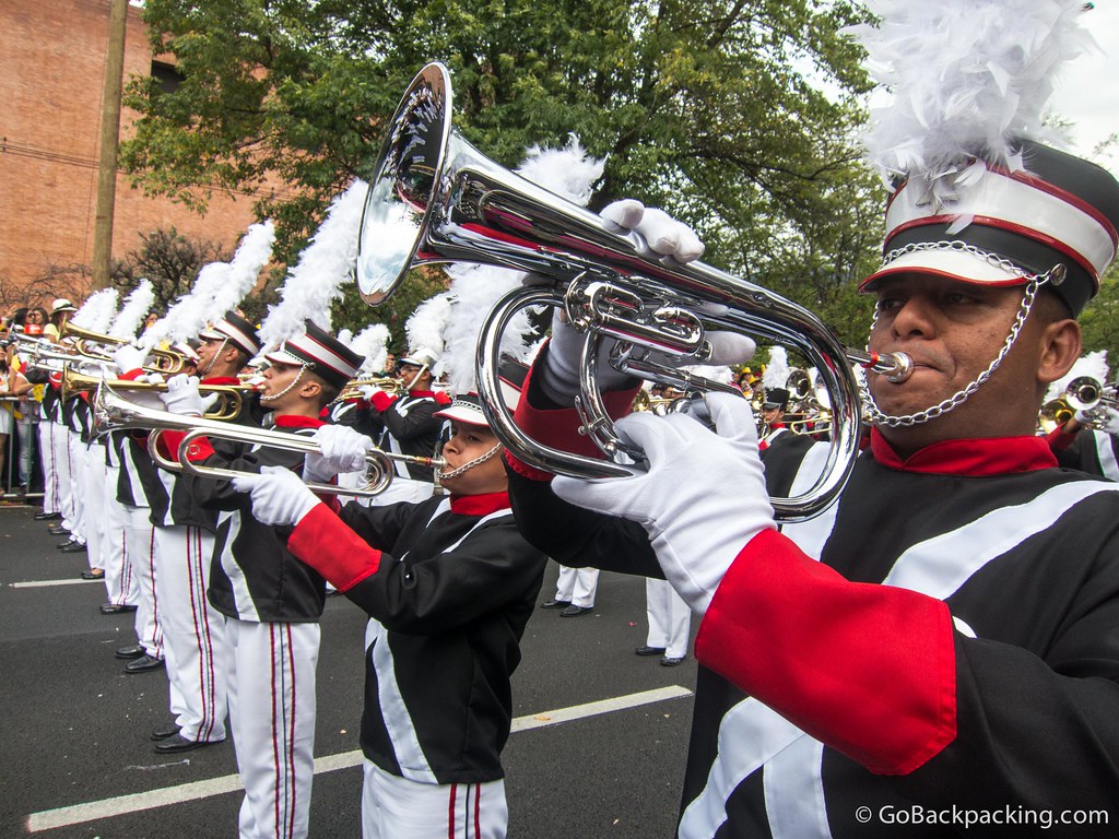 A marching band from Bello, the city bordering Medellin to the north