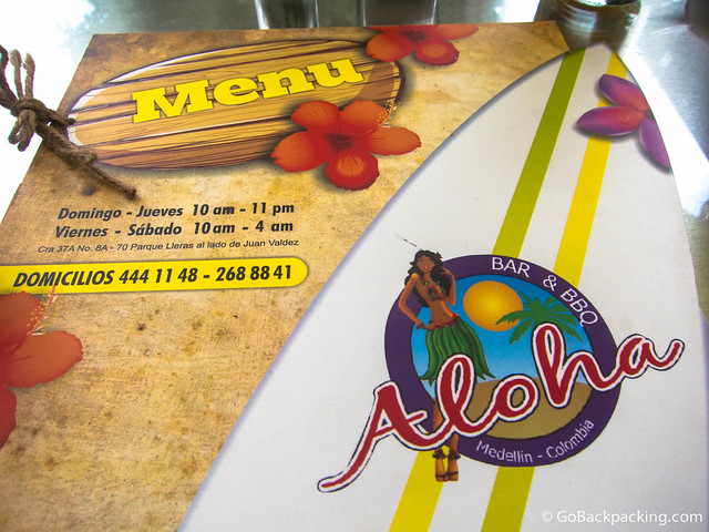 Menu Aloha Bar & BBQ's menu
