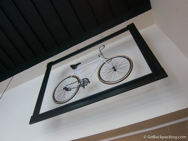 Bicycle And yes, there's a framed bicycle hanging in the restaurant